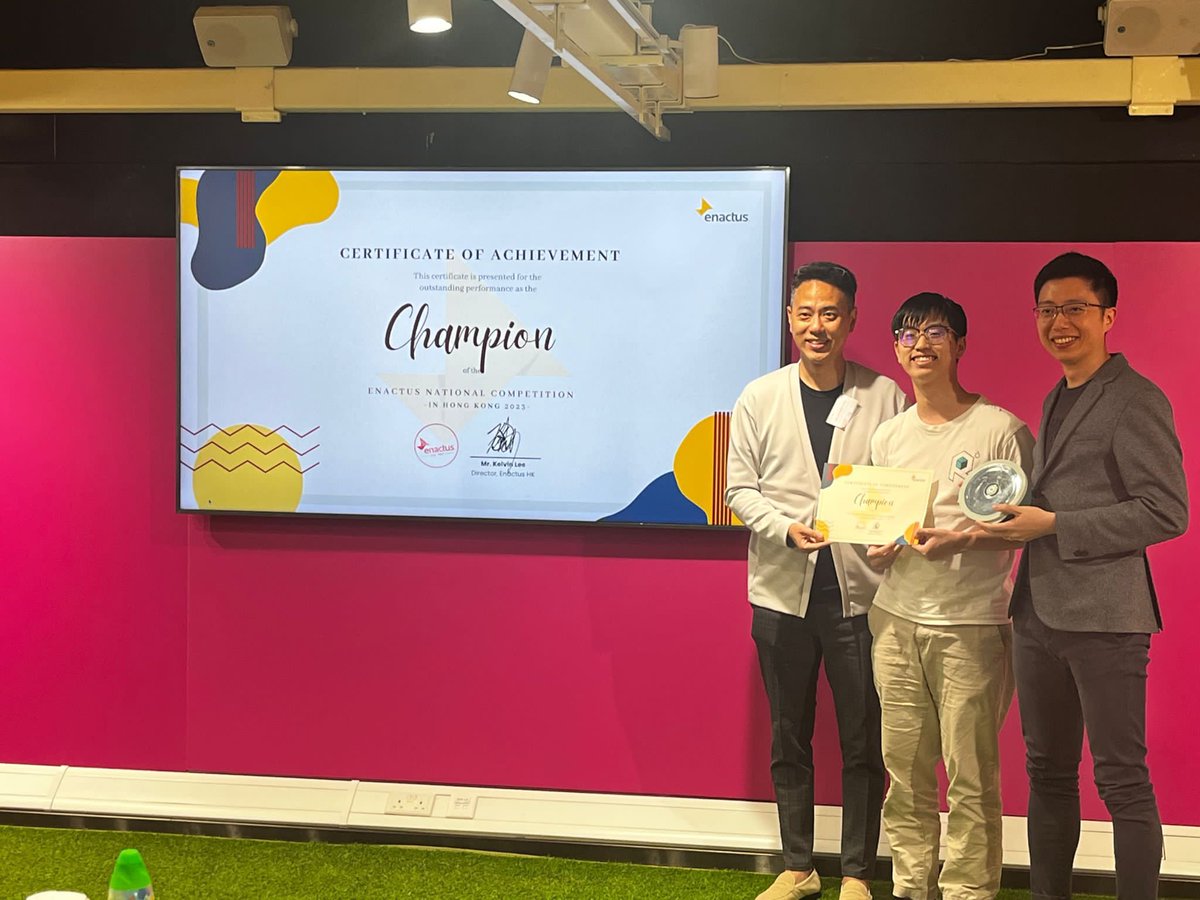 Congratulations to the Enactus China National Champion, Re3 from The Hong Kong University of Science and Technology! We'll see you 17-20 October at #EnactusWorldCup 2023 in Utrecht, Netherlands! 🏆🎉 enactus.org/enactus-world-…

#Enactus #WeAllWin #ThriveWithEnactus #NextGenLeaders