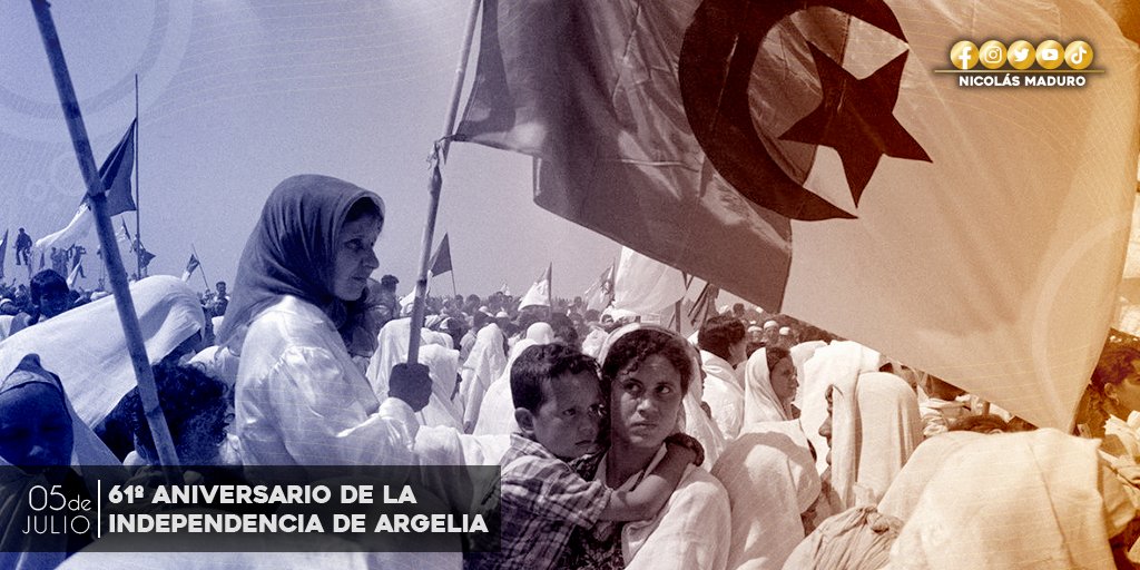 Felicitamos al Pueblo argelino que proclamó su independencia un día como hoy, luego de un siglo de resistencia y lucha contra una de las formas de colonialismo más feroces de la historia de la humanidad.
