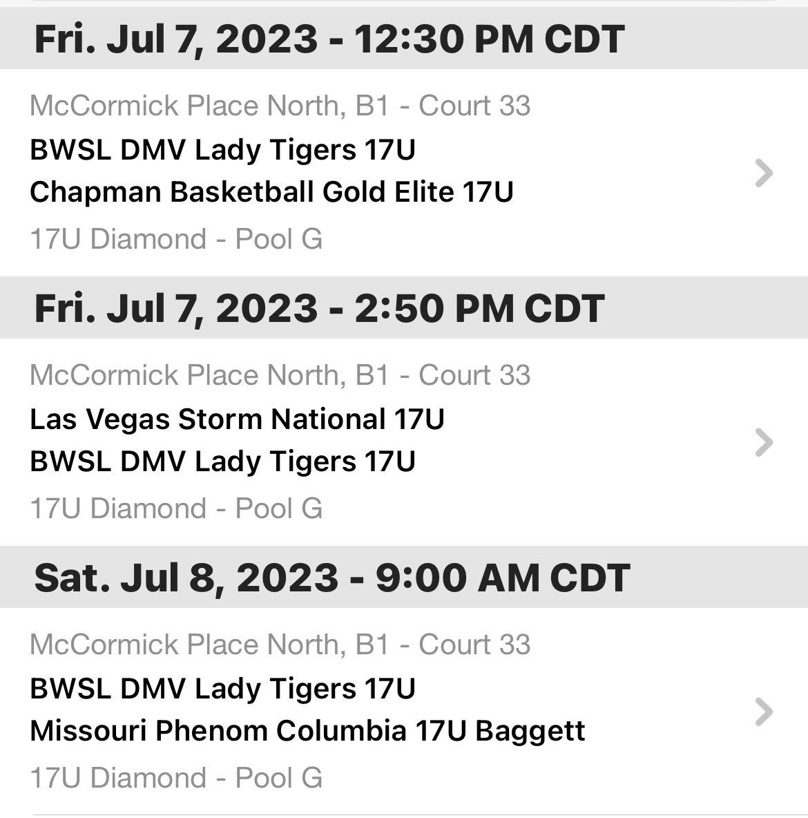 So excited to be traveling to Chicago for TOC this week✈️! Here’s the schedule for the first two days! Come watch us play!