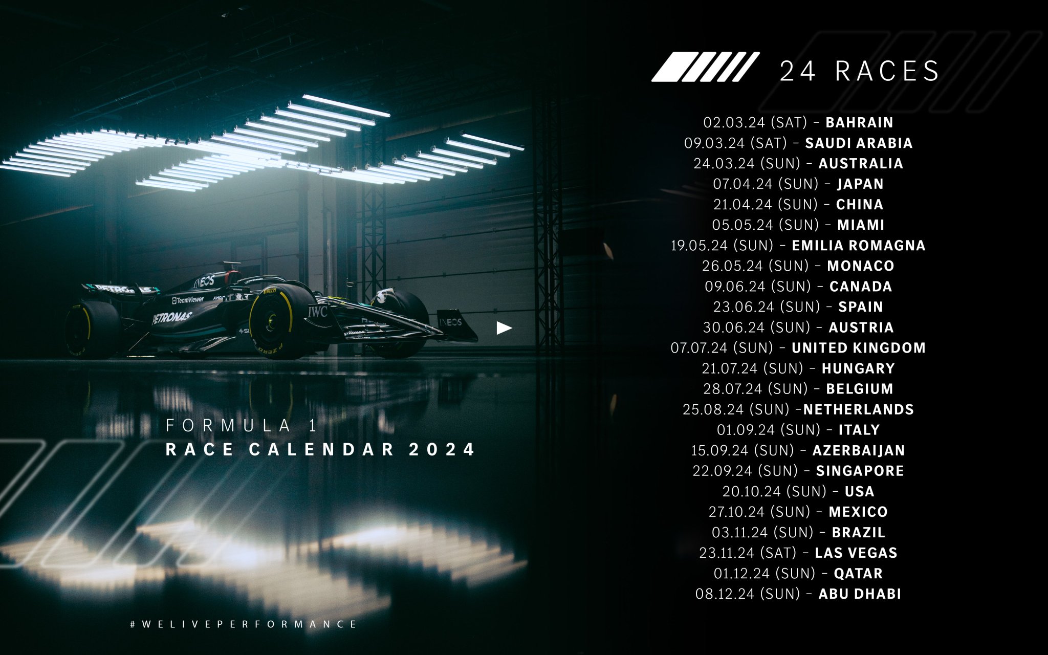 MercedesAMG Motorsport on Twitter "F1 📆2⃣0⃣2⃣4⃣🏎 The F1 calendar