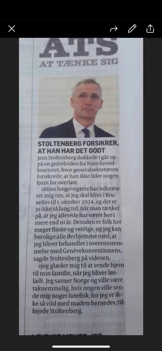 Dansk avis om Stoltenberg som ikke få slutte i jobben. 
😅 #nato ⁦<a href="/jensstoltenberg/">Jens Stoltenberg</a>⁩