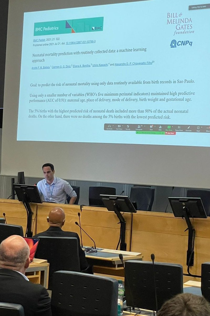 SaudenoBR's tweet photo. Hoje fiz minha segunda apresentação no evento de inteligência artificial da OMS. Desta vez falei sobre os resultados do #LABDAPS em que testamos a capacidade de generalização dos algoritmos de machine learning em locais com diferentes características socioeconômicas. https://t.co/sGoM9cFWva