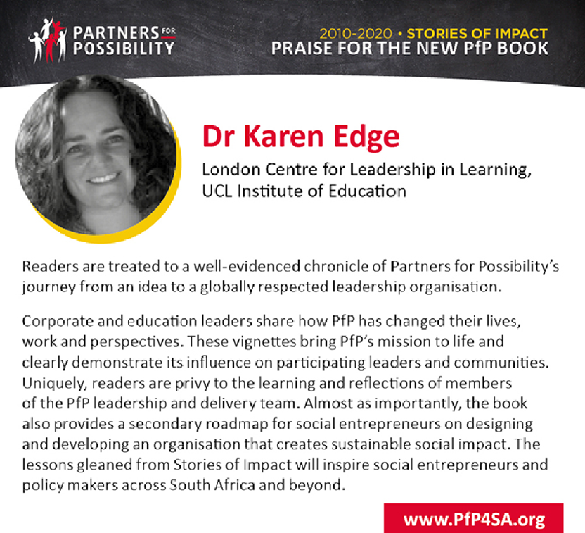 louisevanrhyn's tweet photo. Through #PartnersforPossibility we made friends around the globe. 

It's been a constant reminder of how beautifully generous most people are. 

@drkarenedge, you have been one of the amazing people who contributed your thoughts about the #PfPBook so generously. We appreciate you!