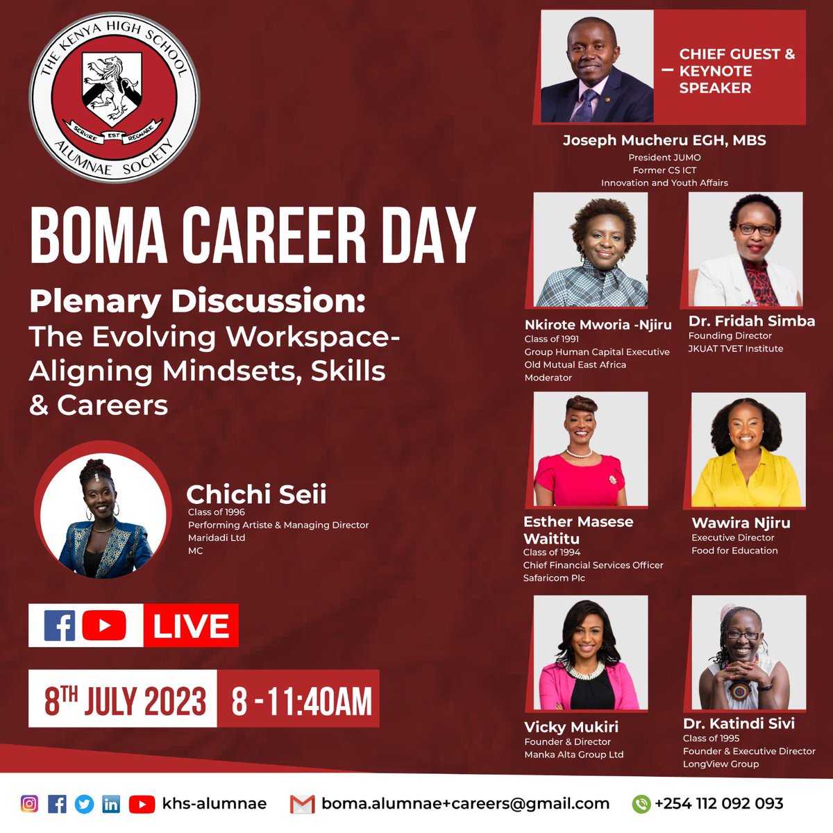 KHS_Alumnae's tweet photo. Navigating through careers &amp; the evolving workspace can be very tricky even for those with experience.Join us on Sat 8th July via Facebook Live or YouTube for the 2023 Career Day -Plenary Session &amp; engage with our panelists as they share their experiences when it comes to careers https://t.co/1xt9yQHA2W