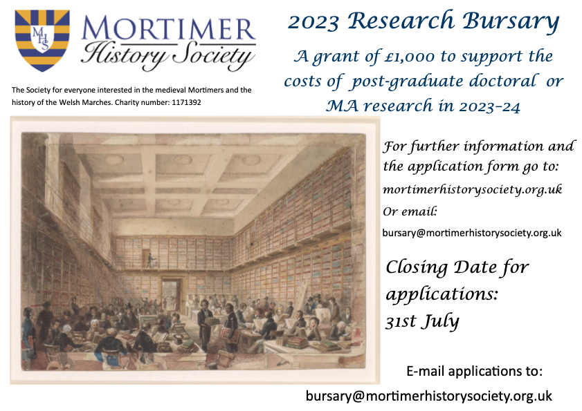 MortimerSociety's tweet photo. 📢📢 Postgrad Bursary Alert!!! New to MHS with kind donations from our members - be the first one to receive our £1k research bursary for the 23/24 academic year. All details 👇👇Fabulous opportunity! https://t.co/tvQ3ZQ6mnh