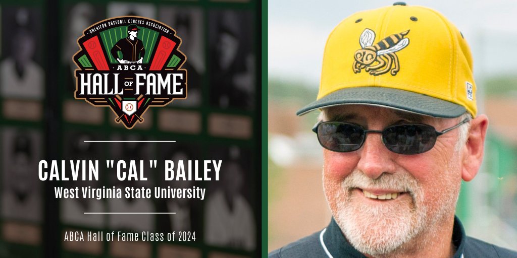ABCA Hall of Fame Class of 2024 Inductee Calvin 'Cal' Bailey @WVSU_GoJackets In 37 seasons as the head baseball coach at West Virginia State University, Cal Bailey posted a career record of 1,063-521-4 (.669) while leading the Yellow Jackets to 36 winning seasons. Bailey, who…