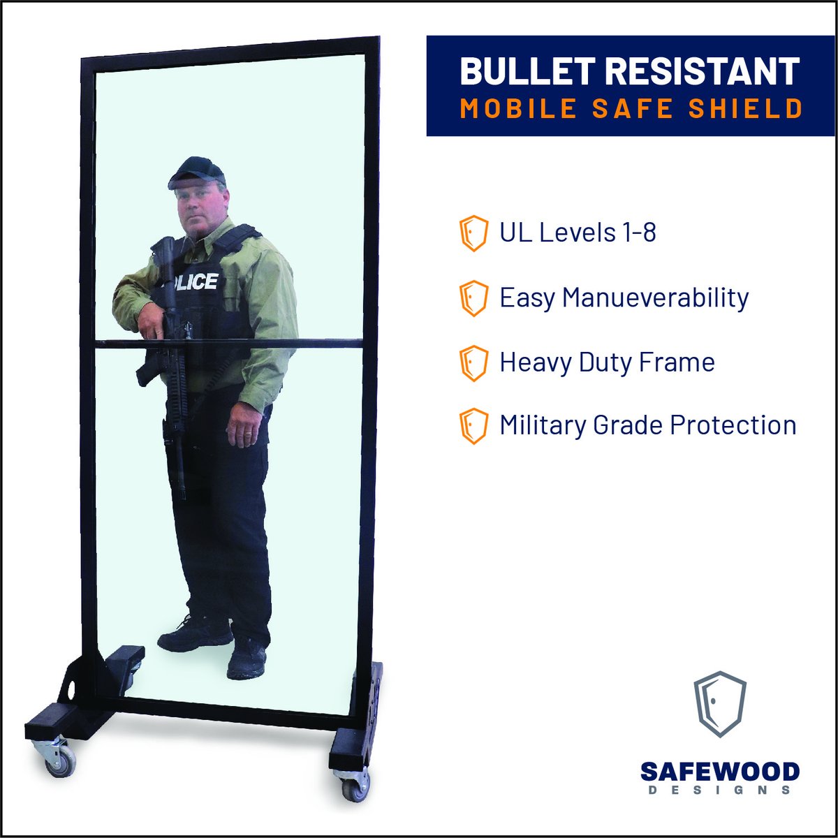 A new, sleek, customizable option for quick additional safety, our Mobile Safe Shield is designed for ease of use for one or two hand operation. Check out the Mobile Safe Shield in action here: youtube.com/watch?v=01rjc2…

#ballistic #ballisticshield #bulletproof #bulletresistant