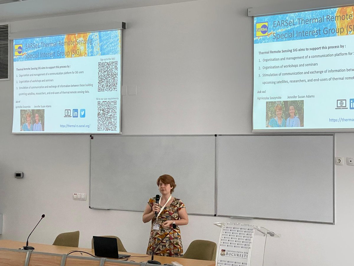 Agnieszka presenting our Thermal Remote Sensing Special Interest Group (SIG) at the #EARSeL 43rd Symposium 🥳🛰️ #thermal #remotesensing