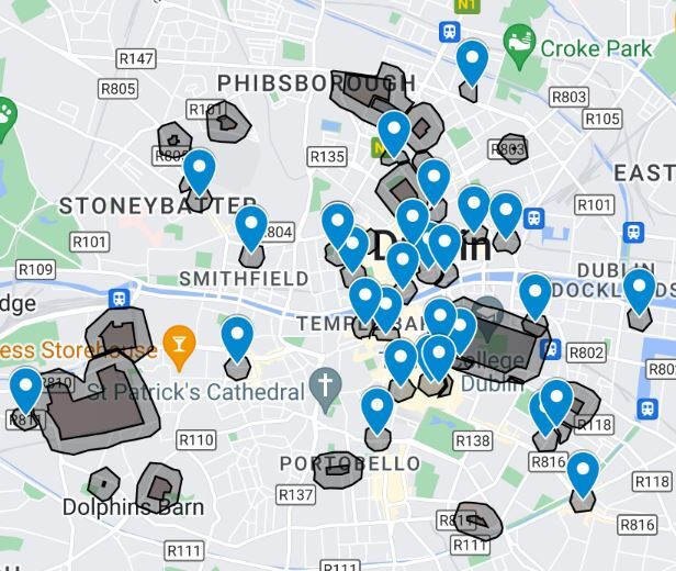 This map provisionally shows the areas of Dublin City Centre where 100 metre #SafeAccessZones would apply.

Private conversations, pro-life events, silent prayer, or any pro-life activity would all be criminalised in large parts of our capital city under @DonnellyStephen's Bill.