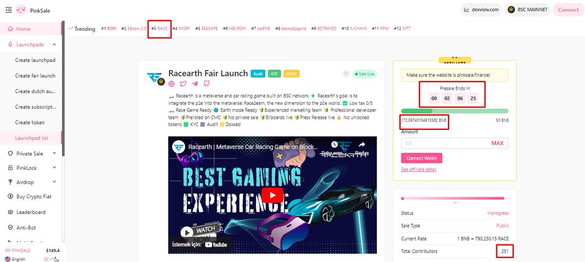 racearth's tweet photo. Always in @pinkecosystem Trends✅
172 BNB Filled✅
251 Total Contributors✅
Just 2 hours left⌛️

$RACE PRESALE continues!

https://t.co/nOEU4Czd9A https://t.co/3xorK77NBH