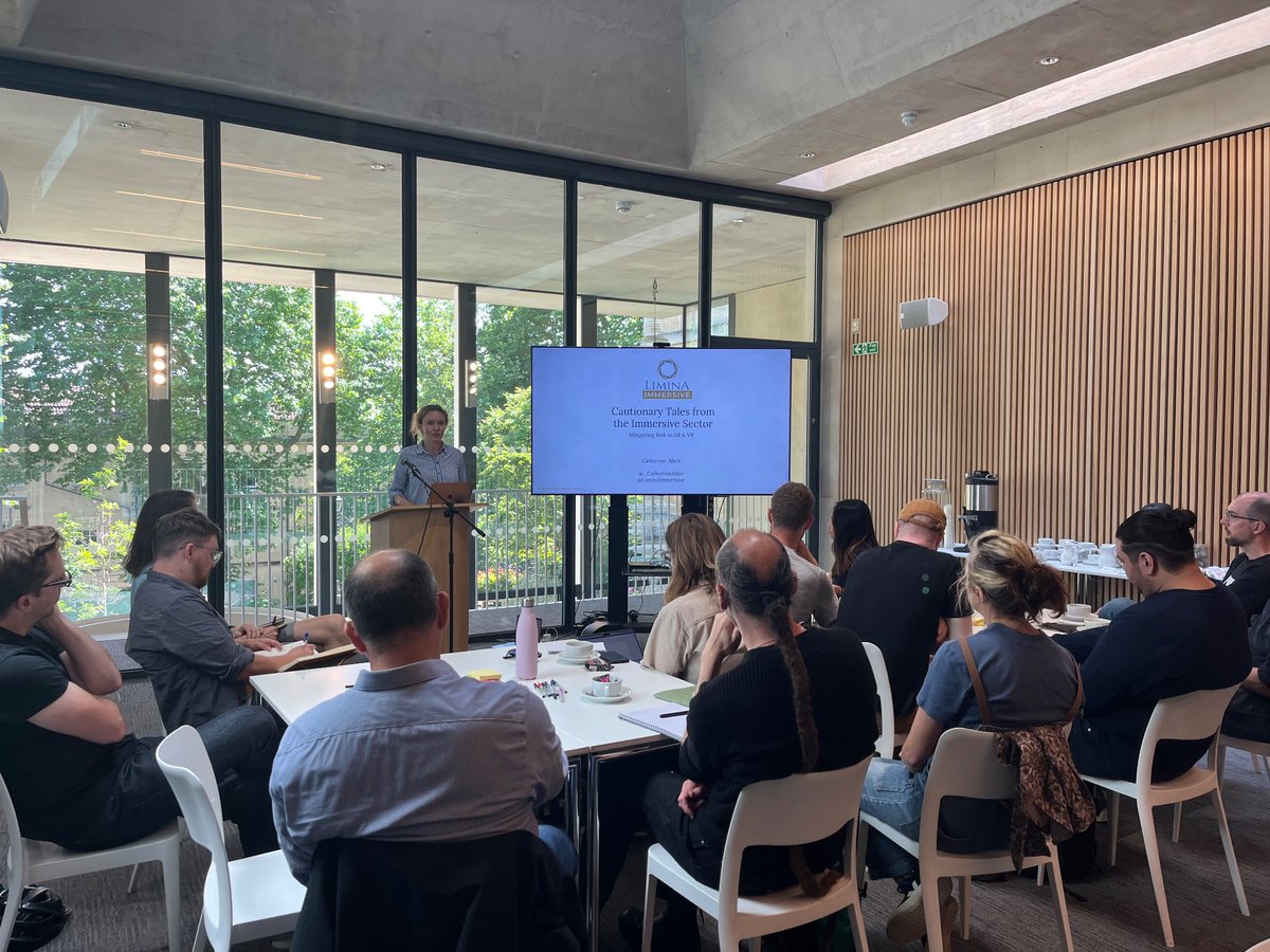 Thought provoking presentation from <a href="/_CatherineAllen/">Catherine Allen</a> <a href="/LiminaImmersive/">Limina Immersive</a>:
‘Cautionary Tales from the Immersive Sector’ kicking off the <a href="/DigiCatapult/">Digital Catapult</a> Responsible Innovation workshop with the <a href="/MyWorldCreates/">MyWorld</a> Challenge teams.