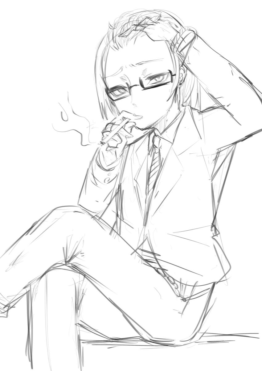 yoyoiro641024's tweet photo. #gamiART
某企画で見た
「いい所のお坊ちゃんみたいな高そうなスーツやアクセしてお行儀悪く足組んでタバコ吸って欲しいそんで髪をかきあげてほしい」
の　さかがみさん https://t.co/CHfs3Z3jFM