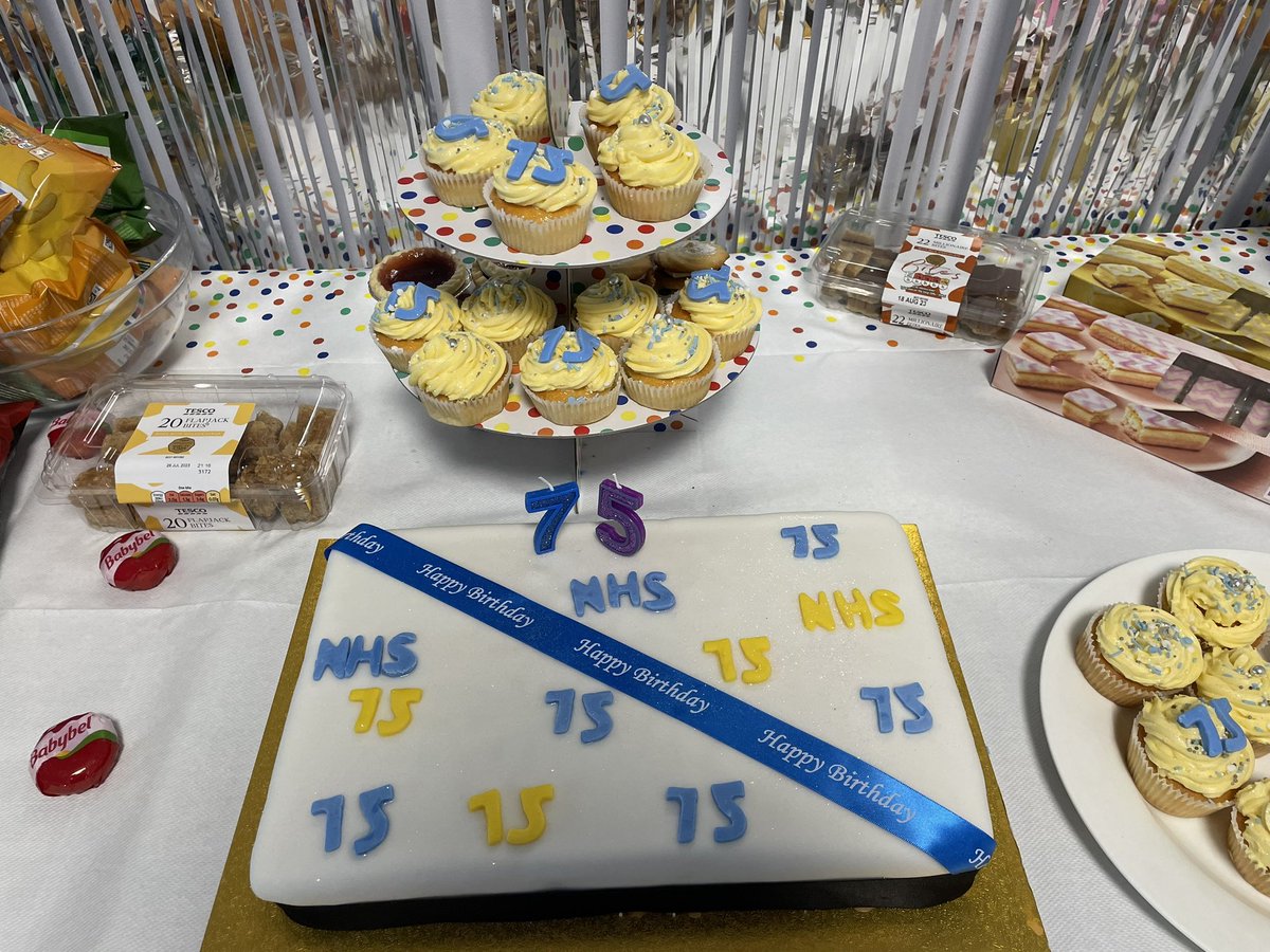 Clements4Joanne's tweet photo. @UHWCriticalCare celebrating #NHS75 with Tea and cake @Clairemain23 @UHWResearch @CV_UHB @Jas_Roberts10 https://t.co/8cYWqv9SgF