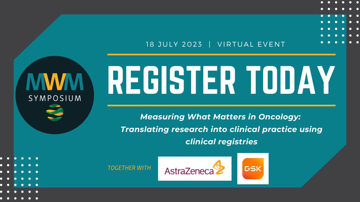 Don't miss out! Register for the 2023 #MWMsymposium today and discover how Australia uses clinical (quality) registries in oncology and the role of patient-reported outcomes measures (PROMs) as part of these registries.

Visit ow.ly/zWw650P2Vjp for more information.