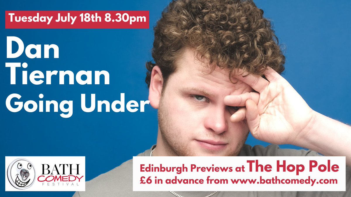 Dan Tiernan (@tiernancomedian) had a big year: quitting his dinner lady job, going full-time in comedy, leaving home, yet he still feels he’s going under. Winner BBC New Comedy Award 📅July 18th 🏟️The Hop Pole ⏰8.30pm 🎟️£6 in advance to guarantee seat bathcomedy.com/whats-on?id=16…