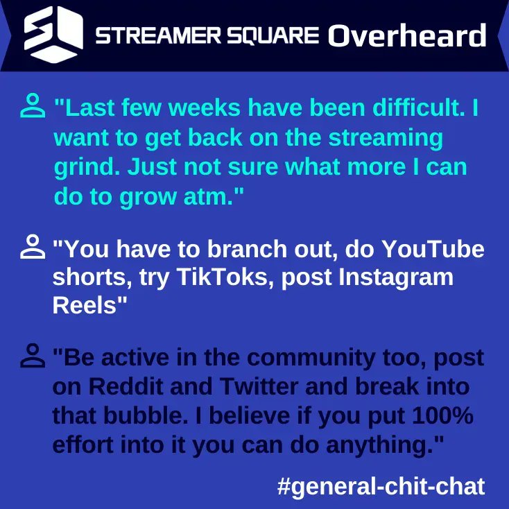 StreamerSquare's tweet photo. According to what we overheard in our Discord, diversifying your content is the key to growth and avoiding stagnation. https://t.co/6f3KPr6NET