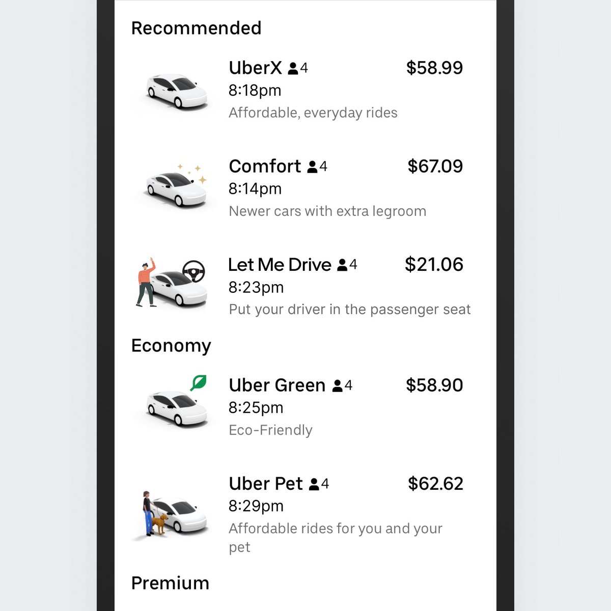 Uber option to let me drive