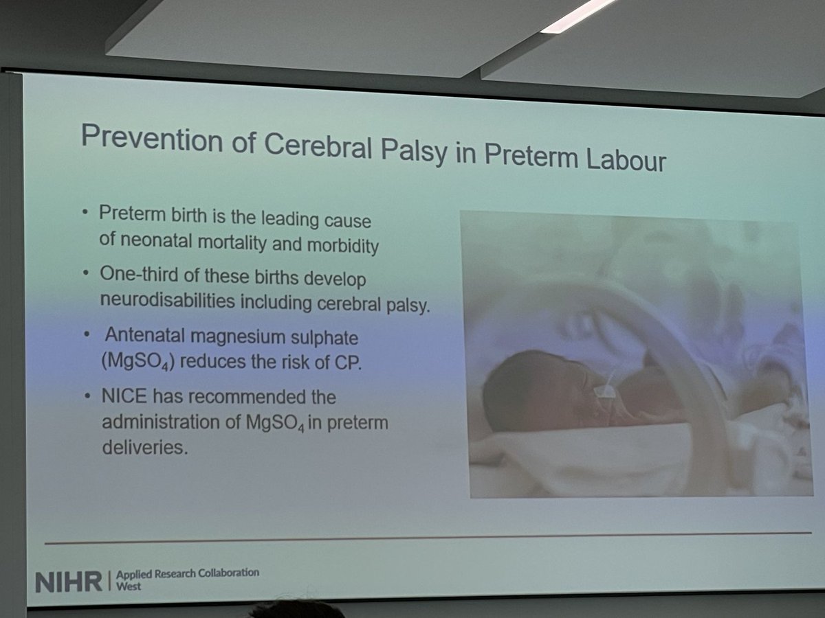 #HSRUK23 Conference #Maternity session continues with #NIHRARCs @ARC_West's @csrejon presenting a talk on the #PReCePT study. The PReCePT programme was effective + cost-effective & could be associated with a lifetime saving to society of £3 million arc-w.nihr.ac.uk/research/proje…