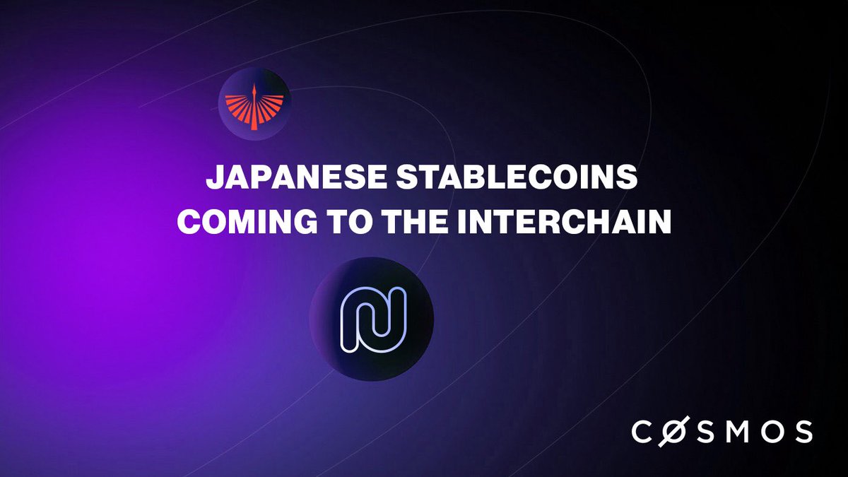 cosmos's tweet photo. Fully collateralized and native Japanese stablecoins are coming to the #interchain 💥

Through @noble_xyz’s native asset issuance infrastructure &amp; @tokifinance’s work with leading Japanese institutions - The #interchain is unlocking unprecedented real-world use cases 👇 https://t.co/IPBnCyxMtP