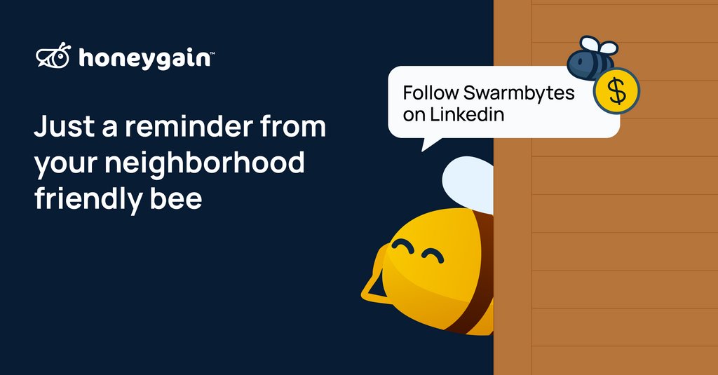 Honeygain_App's tweet photo. Want more hot #Updates about our B2B product, #Swarmbytes? π Follow them on LinkedIn π https://t.co/GETjFhd747 https://t.co/vl3Zdba0vA