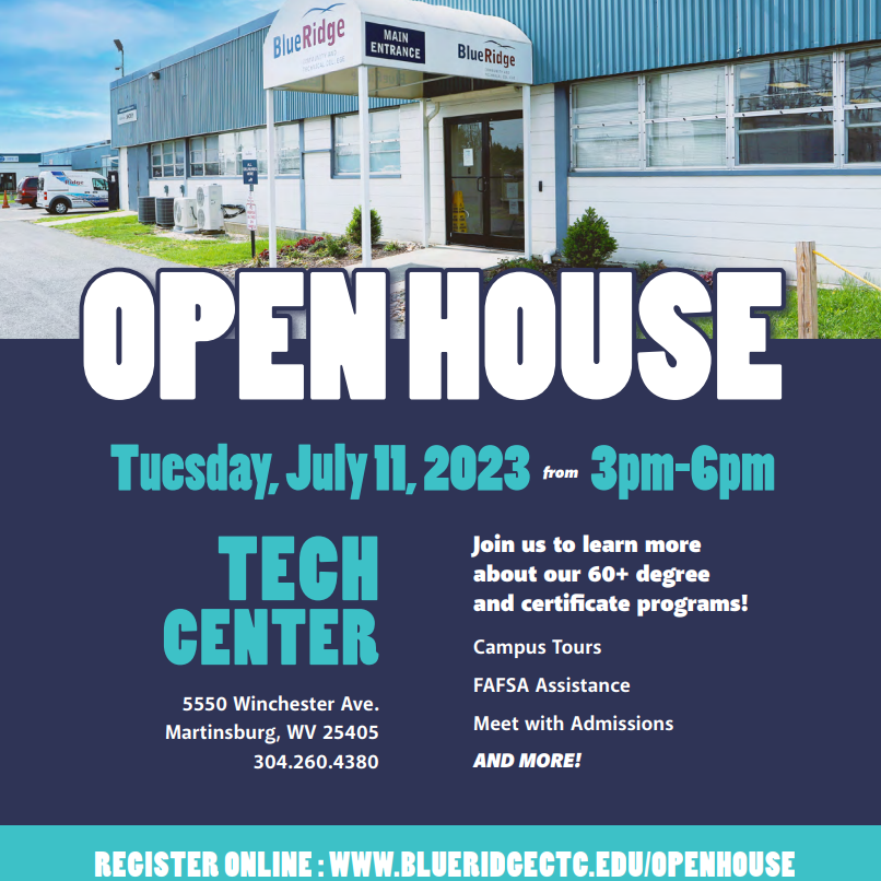 WVJCChamber's tweet photo. Join us for an Open House and learn about programs that prepare students to enter the workforce or transfer to a four-year college or university! July 11th!
@BlueRidgeCTC
https://t.co/92t7yBl4by https://t.co/qOi5BDGEtH