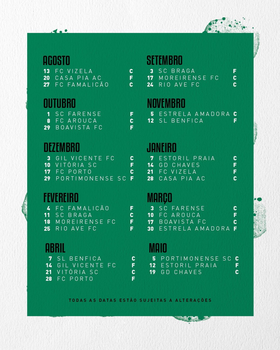 Sporting CP on X: 📆 É este o 𝙘𝙖𝙡𝙚𝙣𝙙𝙖́𝙧𝙞𝙤 dos Leões para a  #LigaPortugal 2022/2023 🟢⚪ #SportingCP  / X