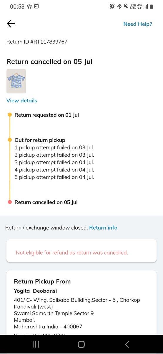 YDeobansi's tweet photo. I need the solution for this. You guyz closed the window for return , you guyz never came to pick the product, you guyz delayed this, never had worst experience of online shopping in my life. #frustrated @AJIOLife @help_delhivery @reliancetrends @delhivery https://t.co/B83T8eKdTq