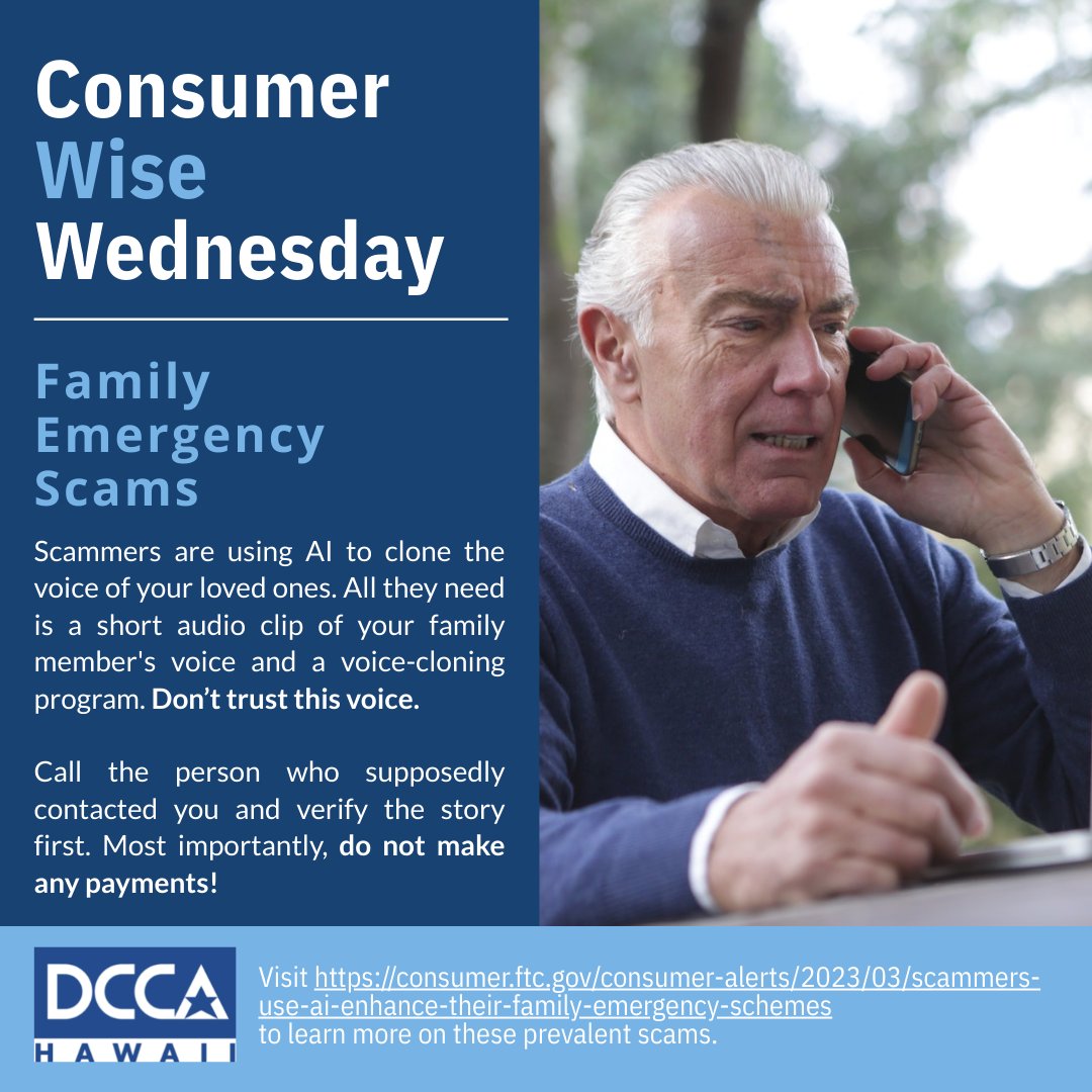 You get a phone call and it's your grandkid. They need bail money ASAP and the caller ID shows their name. It must be them right? Read more on AI voice scams, also known as the "family emergency scheme": consumer.ftc.gov/consumer-alert…