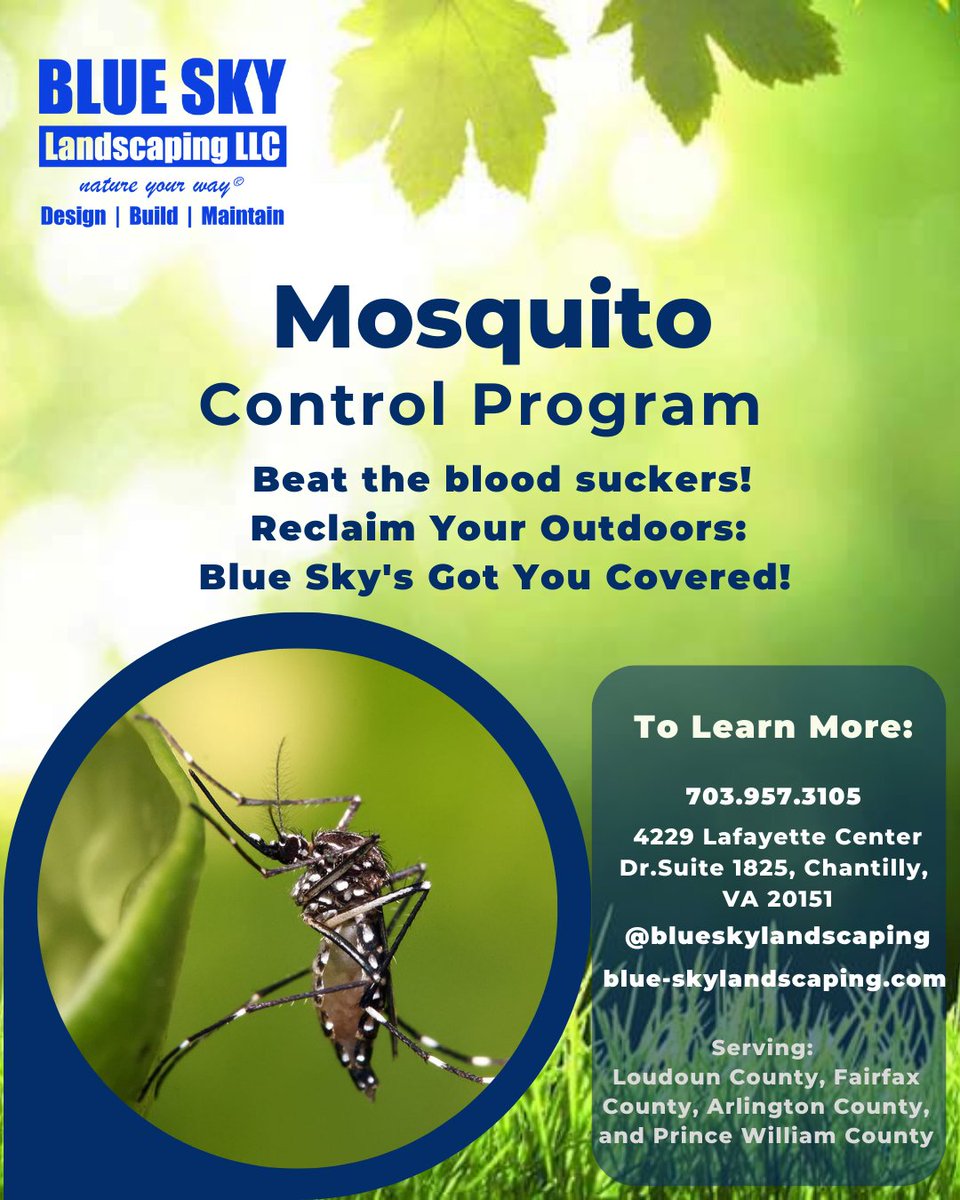 If you want to keep mosquitoes away from your deck or patio without having to slather your skin in bug repellent, get the Blue Sky Landscaping Mosquito Control Program.
Call us, know more about this program (703) 957-3105
#lawncare #mosquitocontrol #pestcontrol #workinloudoun
