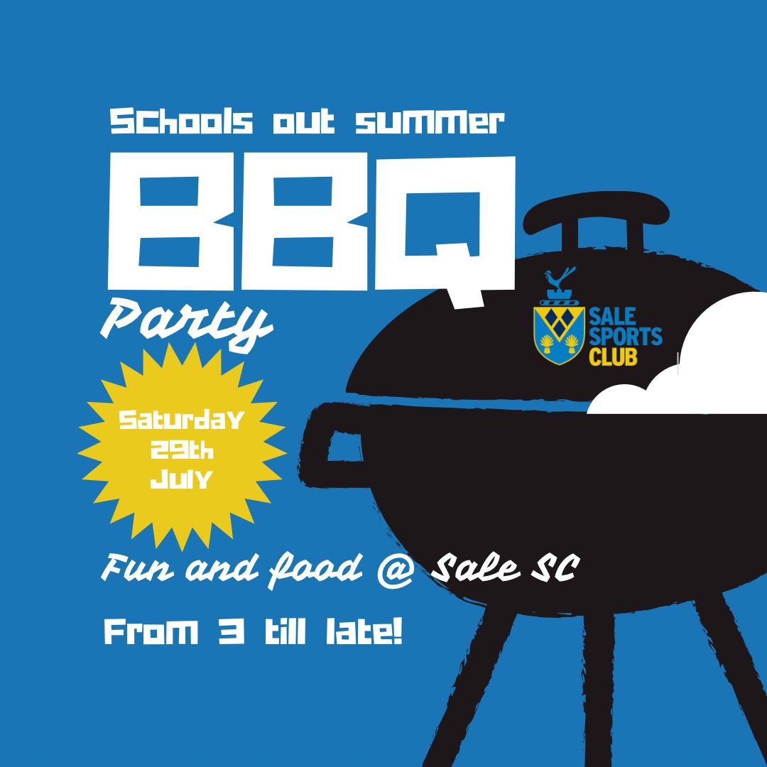 SlatteryJemma's tweet photo. Join us for our Summer BBQ on Saturday 29th July at Sale Sports Club. 3pm til late, cricket is on and the bar is open! #saletown #salem33 https://t.co/YAqlRv6gB7