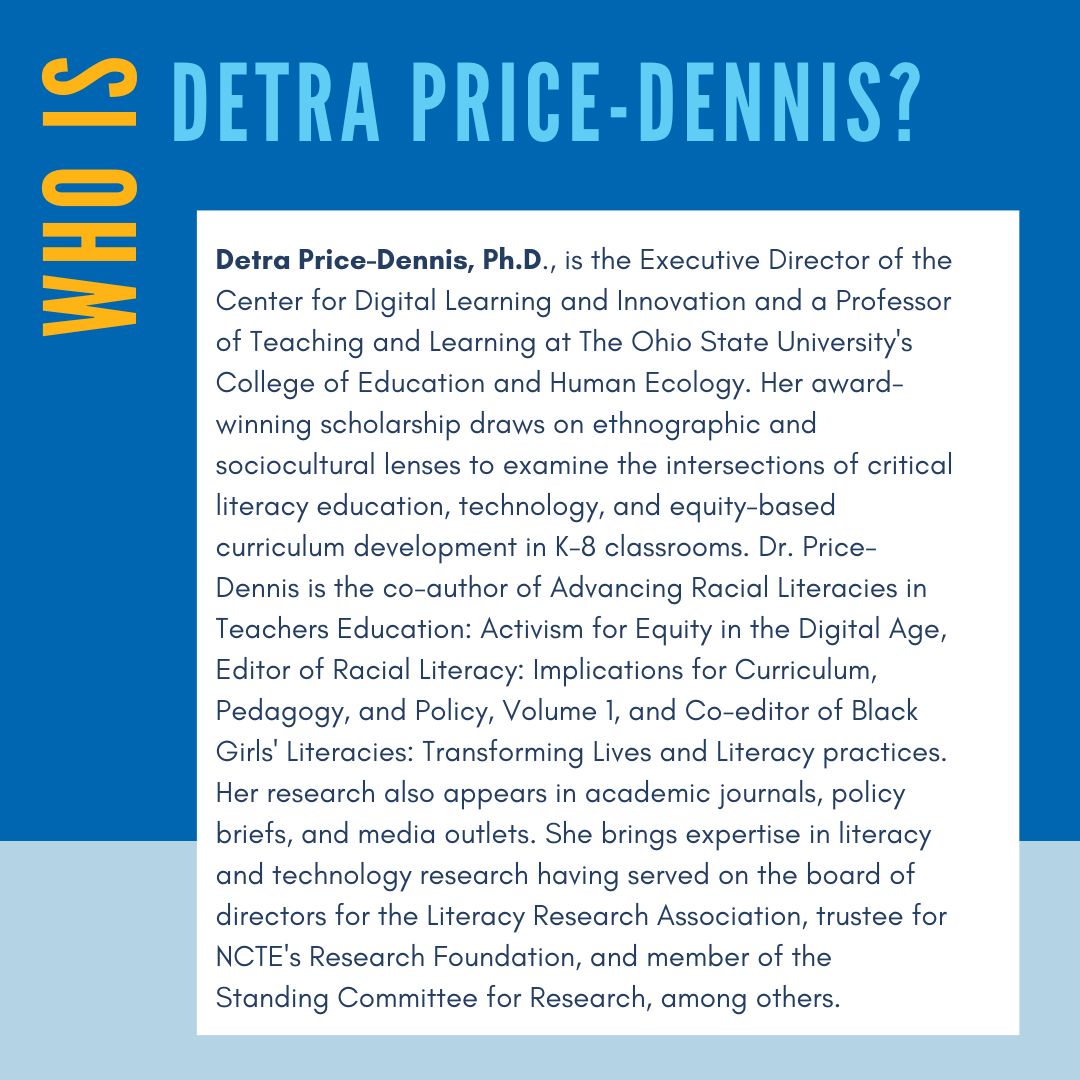 ReimagineEdTC's tweet photo. ⭐️Introducing our Wednesday plenary speaker Dr. Price-Dennis!⭐️
You won't want to miss her participation in a dialogue alongside Gholdy Muhammad and Yolanda Sealey-Ruiz!
#ThisWeKnow #ReimagineEdTC #RESI2023 https://t.co/y6DHfVsDEJ