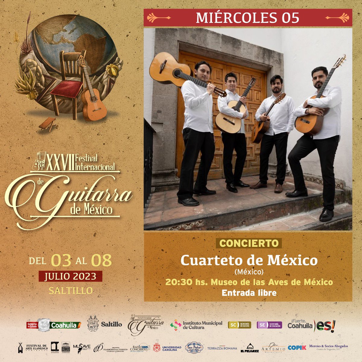 ¿Listos para escuchar al Cuarteto de Mexico?
Escúchenlos en el Museo de las Aves, ¡entrada libre! 
¡Los esperamos, no falten!