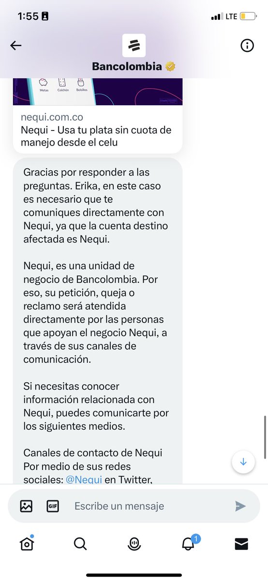 rikaQuinte80941's tweet photo. @Nequi les cuento que @Bancolombia dice que uds tienen que darme una respuesta? Tanta tecnología y seguridad para que se pierda mi dinero? O se lo van a robar?? https://t.co/iKrRBrXSDP