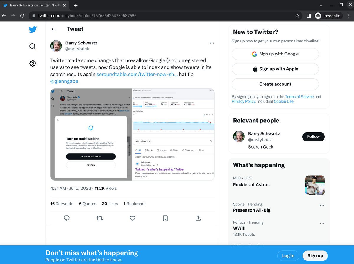 PeggyKTC's tweet image. Twitter profiles still require a login to view:
* If you go to a Twitter profile directly or by following a link from a 3rd party site, it's just a blank screen with the login 
* If you open a Twitter profile from a Tweet, you see the profile icon and header, but no Tweets