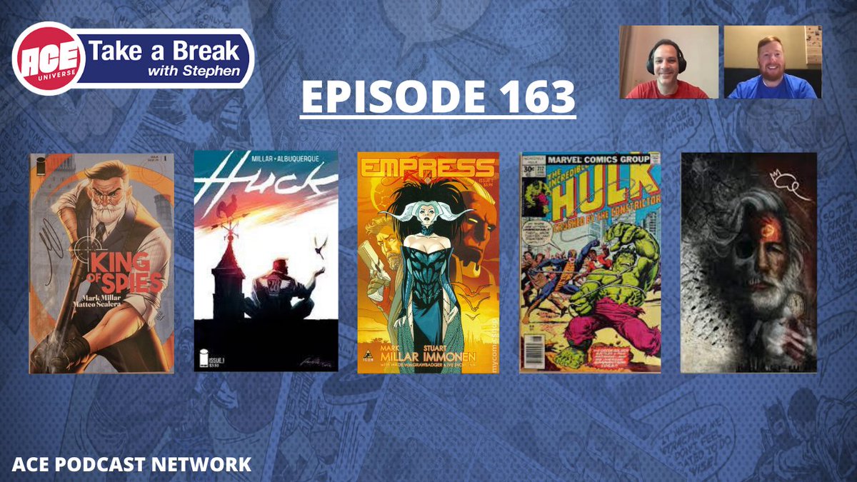 takeabreak_pod's tweet photo. Episode 163 of "Take a Break with Stephen" is out now! 🎙️ Watch as Stephen and Alex cover Constrictor, Empress, Huck and King of Spies!

▶️: https://t.co/zHnYUb2cJu https://t.co/S8nevdDUIe