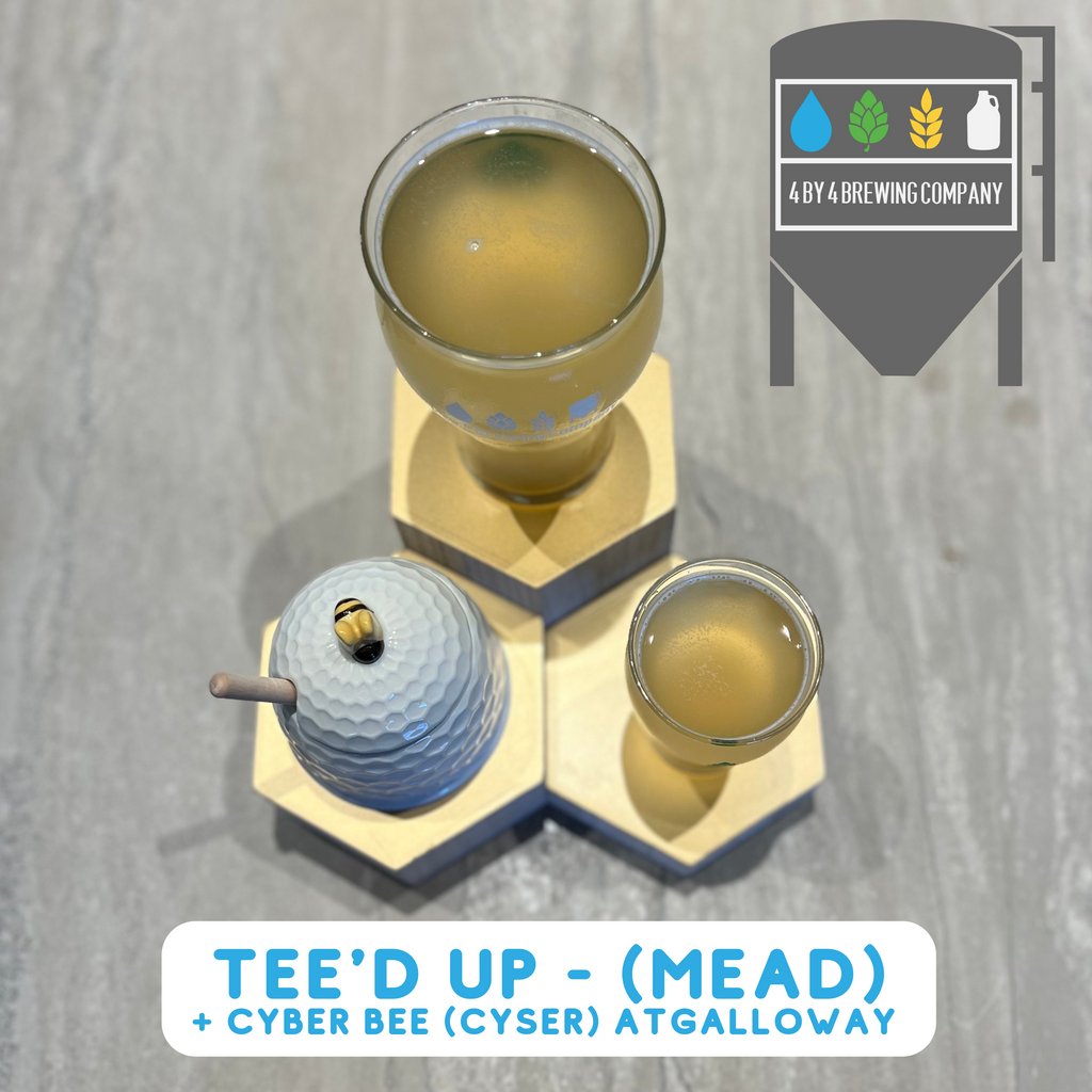 ON TAP NOW - Our very first Mead! - Tee'd Up Mead⁠
(Both Locations)
⁠
Made in Colab with Blend for That Tea Company. We used their Toasted Almond Herbal Tea blend to bring you an easy-drinking sweet treat!⁠

⁠*At Galloway there will also be a Cyser Release - Cyber Bee*