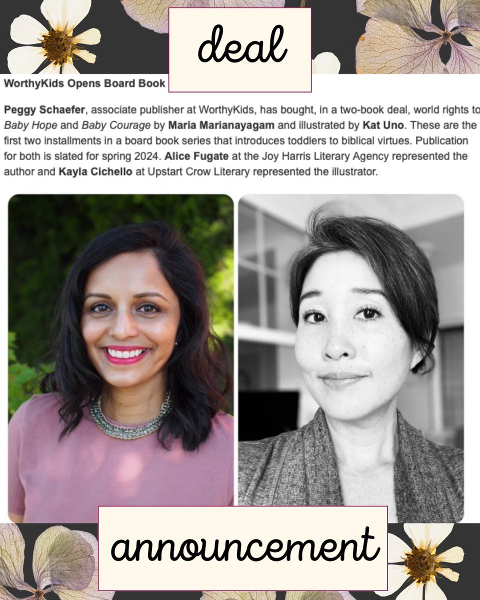 I'm so excited to announce the first 2 titles in my debut board book series, BABY VIRTUES with @worthykidsbooks, illustrated by the talented Kat Uno. I am so grateful to be working with Peggy Schaefer, & as always, thankful to @AliceSFugate for championing this project.