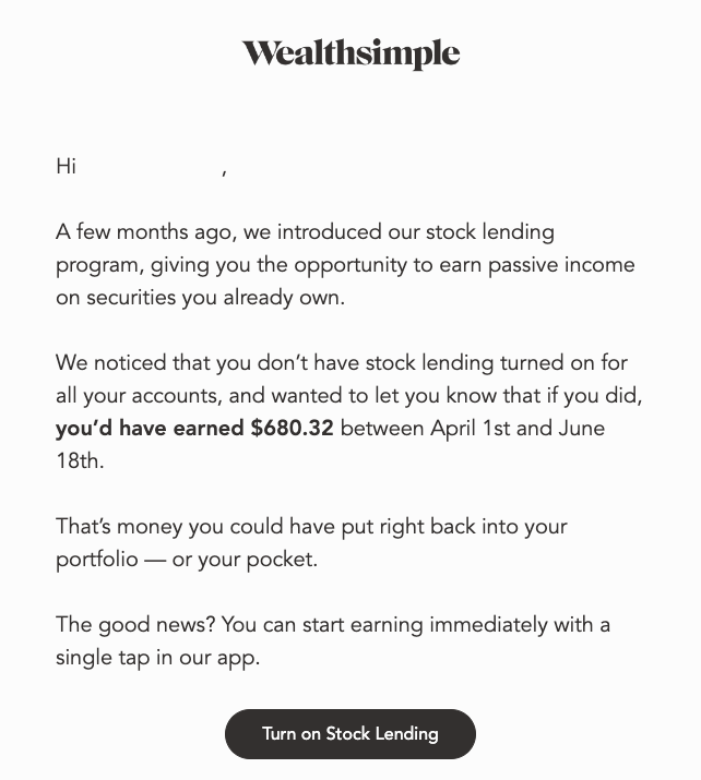 Nice try, @Wealthsimple,

I will not now, nor ever be engaging in #StockLending.

I will not provide ammunition to the very entities--SHFs--that have set out to short, distort, and destroy companies that I love and see value in.

#SystemicRisk #StockMarket #HedgeFunds #MemeStocks