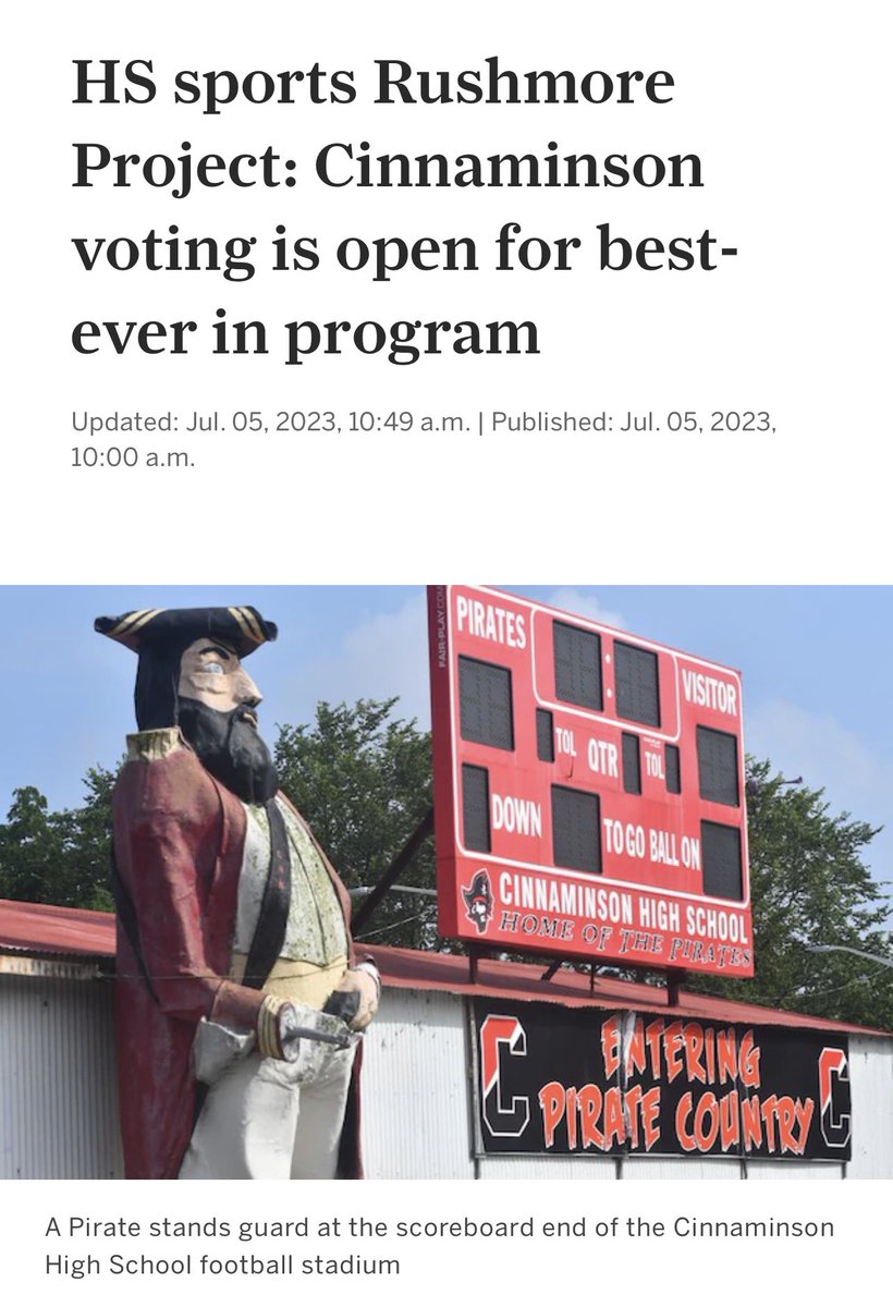 Voting for Cinnaminson’s athletic Mount Rushmore, has officially opened.  Go to Nj.com to vote!