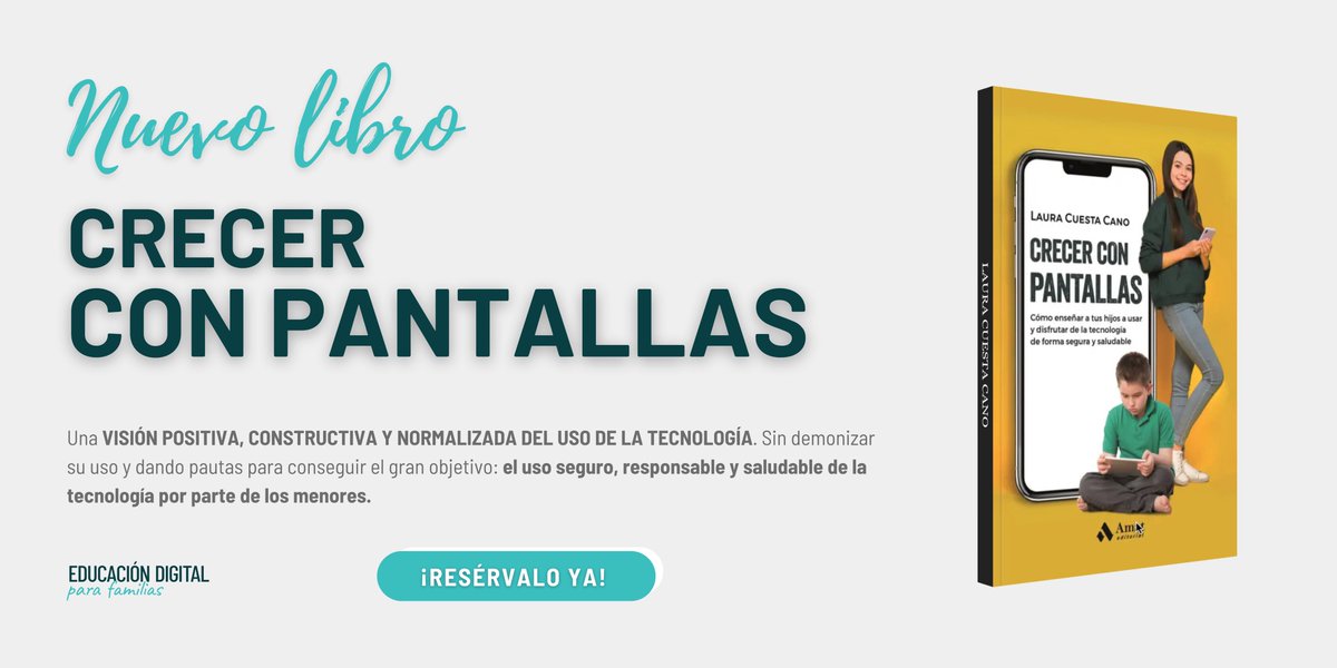 La #tecnología tiene la capacidad de empoderarnos y hacernos mejores, pero debemos entenderla y tener una sana y constructiva relación con ella.

<a href="/LauraCuestaCano/">Ｌａｕｒａ Ｃｕｅｓｔａ Ｃａｎｏ</a> habla sobre ello en su libro ‘Crecer con Pantallas’ que acaba de lanzar con <a href="/amateditorial/">Amat Editorial</a>.

amzn.to/3PEuDvr