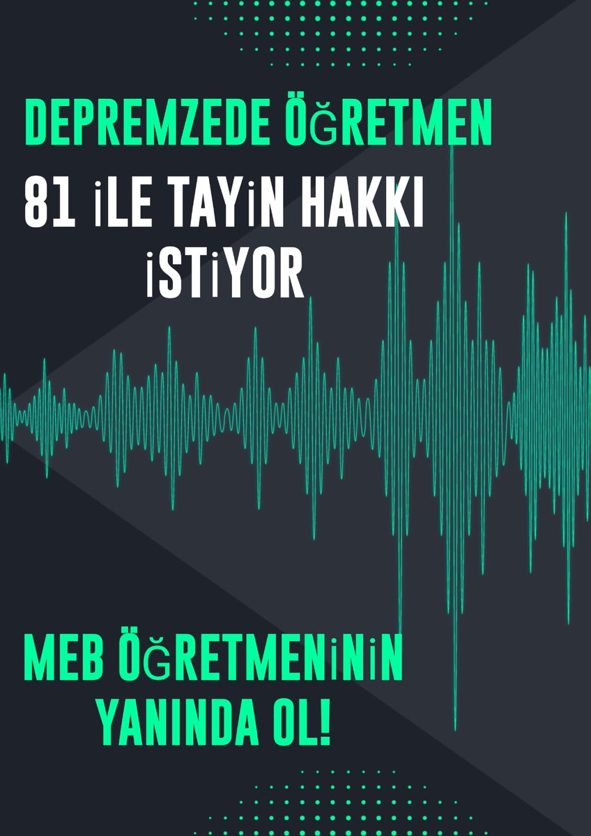Depremzede öğretmenlere deprem bölgesinden deprem bölgesine verilen tayin hakkını #kabuletmiyoruz <a href="/Yusuf__Tekin/">Yusuf Tekin</a> <a href="/RTErdogan/">Recep Tayyip Erdoğan</a> <a href="/cftcblnt/">Bülent ÇİFTCİ</a> <a href="/tcmeb/">Millî Eğitim Bakanlığı</a>