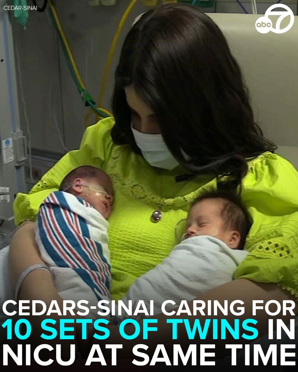 Twin baby boom! 👶🏻👶🏻💥 Nurses in the neonatal intensive care unit at Cedars-Sinai hospital in Los Angeles are caring for 10 sets of twins in the unit right now. 💕 abc7.la/3rfzmtg