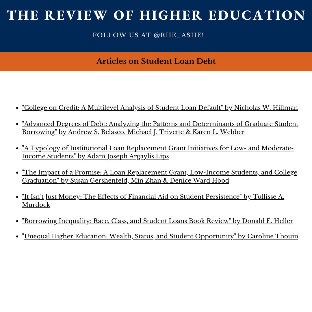At #RHE, it is our mission to serve as a forum for variety of thought in higher ed field. We want to share a few articles from #RHE to navigate discussions on @SCOTUS Affirmative Action &amp; Student Loan Debt Forgiveness decisions. Check out articles: muse.jhu.edu/journal/172