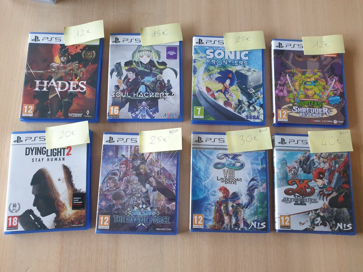 RyoDreamcaster's tweet photo. Hello, quelques jeux Switch/PS5 à vendre, paiement via Paypal (entre proches), ajouter 3,50€/5.50€ de frais de port/jeu.
Si rien n'est indiqué à côté du prix c'est de l'occaz TBE.
Envoi sous enveloppe à bulles + suivi

PRIX NON NEGOCIABLES.

Merci à ceux qui voudront bien RT ❤ https://t.co/FZFPM1iR0Y