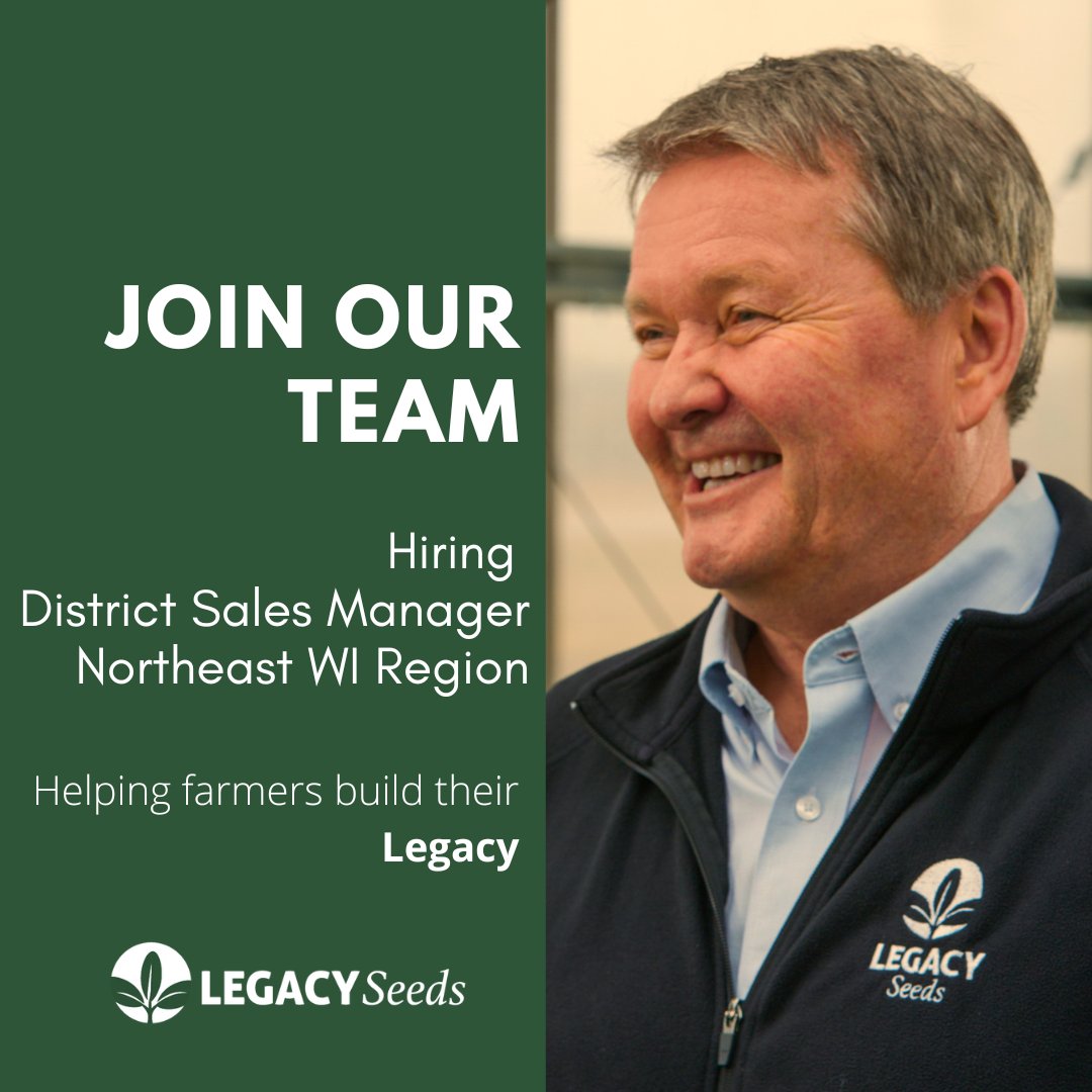 LegacyYields's tweet photo. 🌾 Passionate about agriculture? We're hiring a District Sales Manager in Northeast Wisconsin. 

Join us at Legacy Seeds and help farmers build their legacy from seed to field to harvest. Don't miss this opportunity! #wisconsinag #buildyourlegacy

https://t.co/T5sAUmJbXi https://t.co/2Xpo9ZAswY