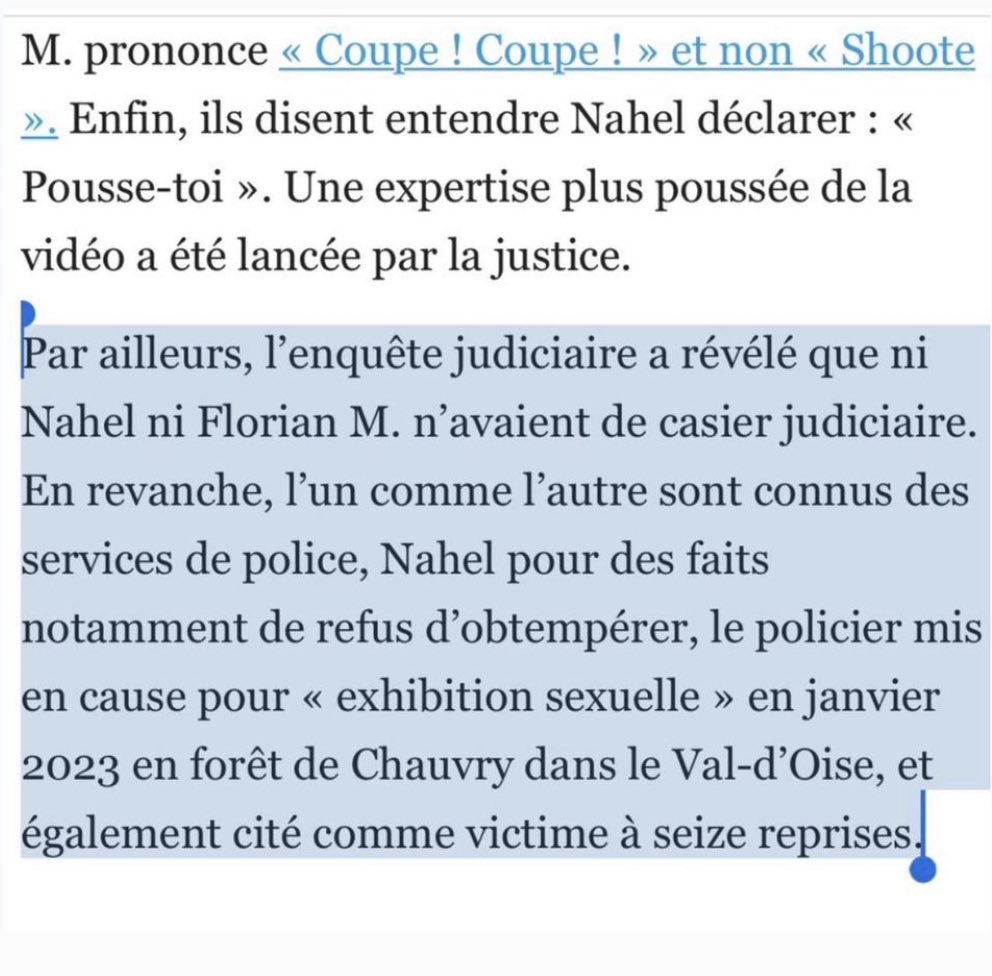 abdelmalik92's tweet photo. Puisque vous aimez rappeler les refus d’obtempérer (qui ne figurent pas sur le casier) de Nahel, n’oubliez pas de rappeler que le policier qui l’a tué a été mis en cause pour exhibition sexuelle.  

Si vous aimez rappeler des faits qui ne servent pas, autant le faire pour les 2 https://t.co/UPxb1D3Ush