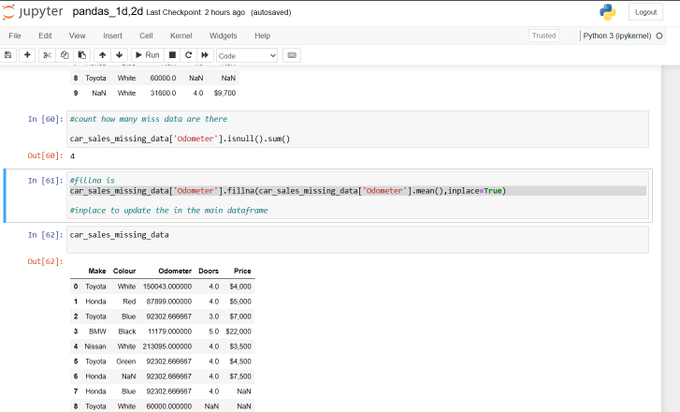 UpendraNeupan17's tweet photo. Day 35 Did data manipulation, viewing and selecting, Missing data filling, and column operations in a data frame with Panda. I used different functions for that.  I am taking references from:https://t.co/GilAupOgS8
@lftechnology
#LSPPLearningD35
#60DaysOfLearningWithLeapfrog https://t.co/MohzUx3ljo