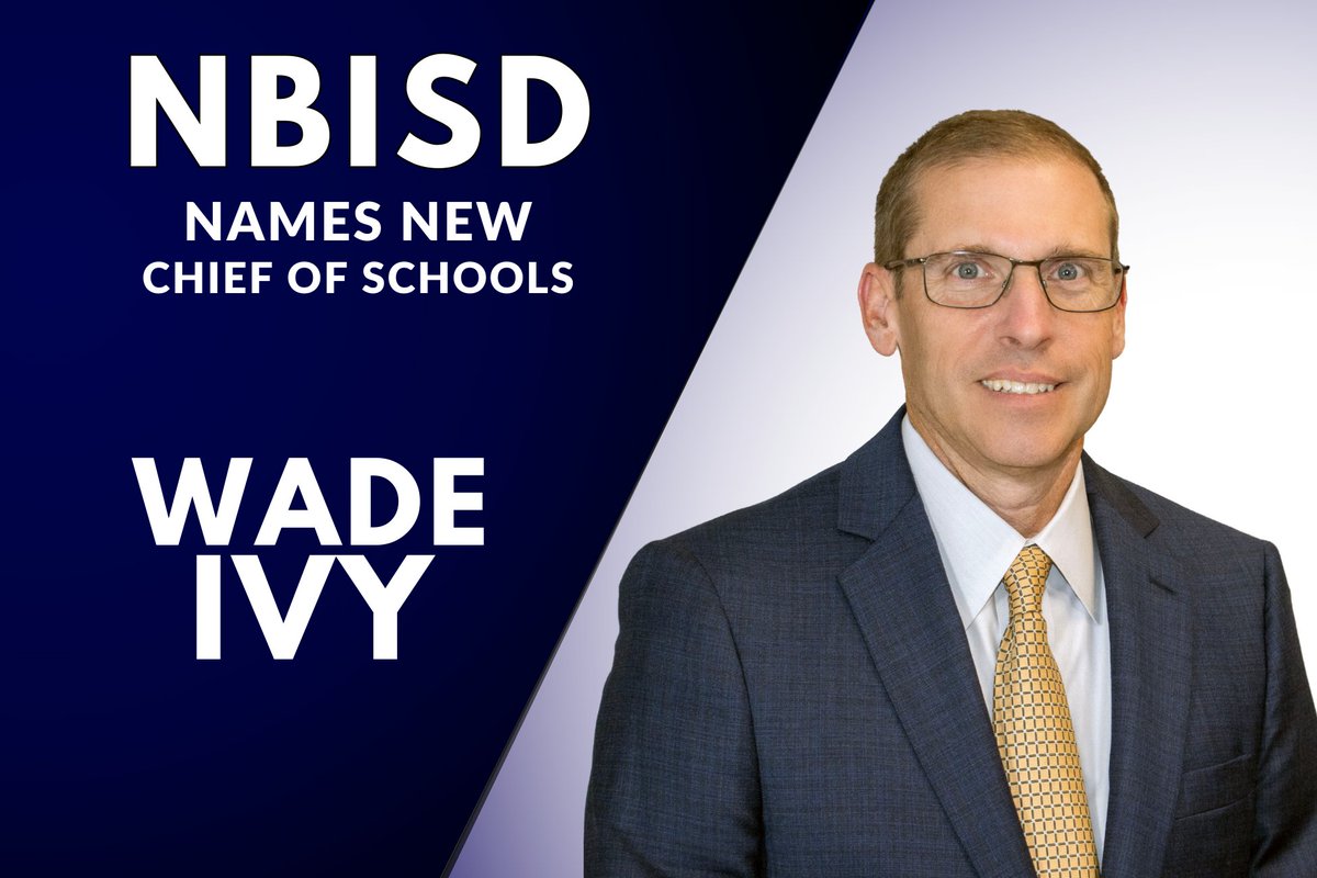 NewBraunfelsISD's tweet photo. New Braunfels ISD Administration is pleased to announce that Wade Ivy has been named the new Chief of Schools. He will begin his role on July 26.

Read more: https://t.co/CsEVyaJIec

#OurNBISDStory https://t.co/Siutpwp2lh