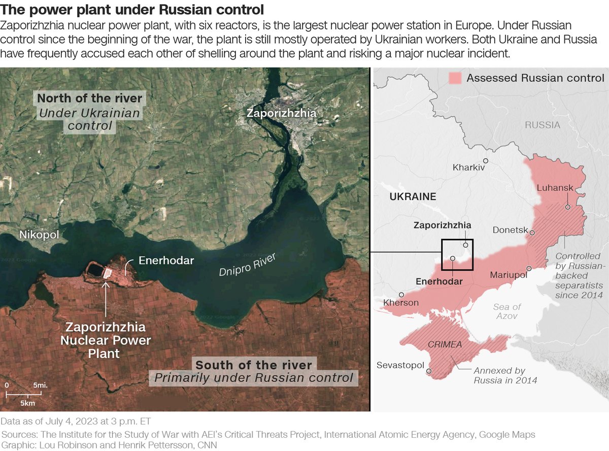 Ukraine warns Russia might attack the Zaporizhzhia nuclear power plant. How worried should we be? Maps from @mrlourobinson & @Henrikkp