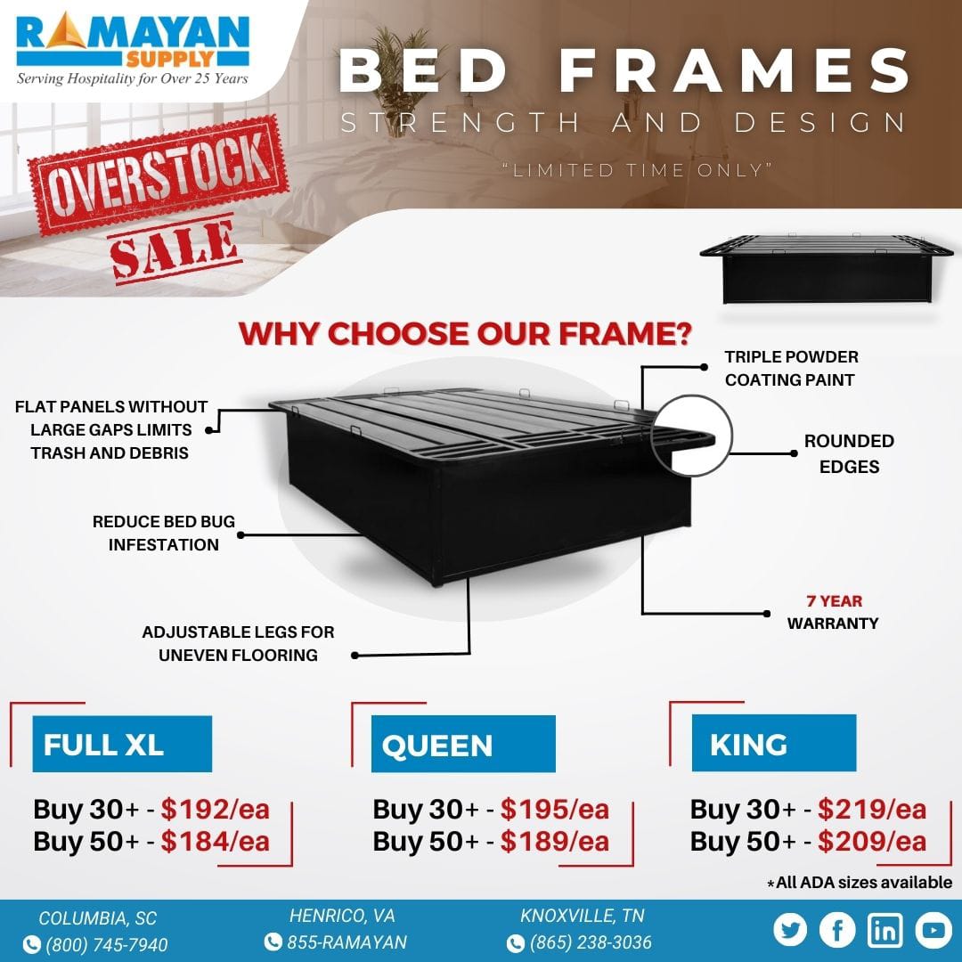 July 4th Special - Bed Frames
Shop Now: ramayansupply.com/furniture-fixt…
#BedFrames #BedSpreadReversible #hotelmotelsupply #hotelsupplystore #hotelsuppliers #hotelsupplies #wholesalers #wholesaleprice #offers #discounts #deals #RamayanSupply #CleaningCart #HousekeepingCart